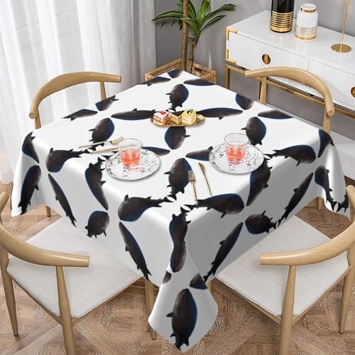 WHJWZY Quadratische dekorative Tischdecke, 152,4 x 152,4 cm, hochwertiger, wasserdichter Stoff für Esstischschutz und Dekoration, wilder Hai-Druck von WHJWZY