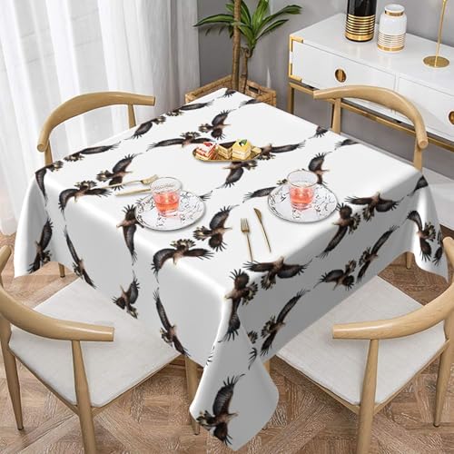 WHJWZY Quadratische dekorative Tischdecke, 152,4 x 152,4 cm, hochwertiger, wasserdichter Stoff zum Schutz des Esstisches und zur Dekoration, Motiv: Adler im Himmel von WHJWZY