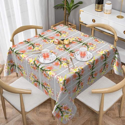 WHJWZY Quadratische dekorative Tischdecke, 152,4 x 152,4 cm, hochwertiger, wasserdichter Stoff zum Schutz des Esstischs, Schutz und Dekoration, ein Blumenstrauß aus Lilien in voller Blüte von WHJWZY