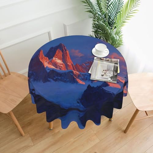 WHJWZY Runde Tischdecke, Motiv: Rote Berge, 152,4 cm, kann gewaschen werden, für runden Esstisch von WHJWZY