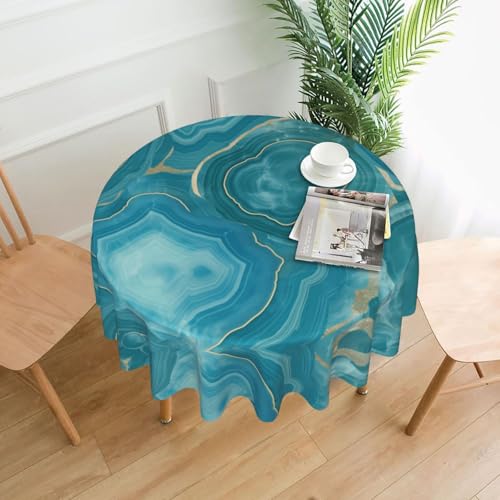 WHJWZY Runde Tischdecke mit Achat-Muster, 152,4 cm, waschbar, für runden Esstisch von WHJWZY
