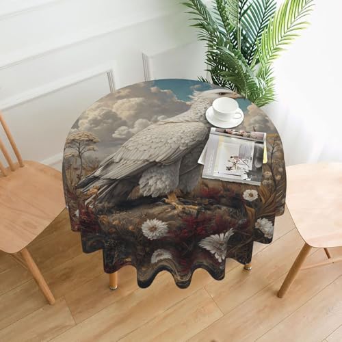 WHJWZY Runde Tischdecke mit Adlermuster, 152,4 cm, waschbar, für runden Esstisch von WHJWZY