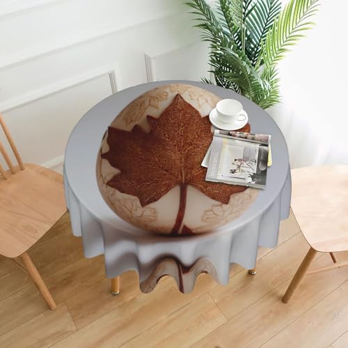 WHJWZY Runde Tischdecke mit Ahornblatt-Osterei-Muster, 152,4 cm, kann gewaschen werden, für runden Esstisch von WHJWZY
