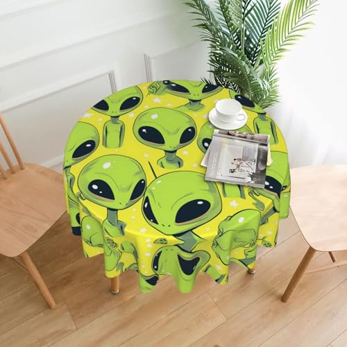 WHJWZY Runde Tischdecke mit Alien-Muster, 152,4 cm, waschbar, für runden Esstisch von WHJWZY