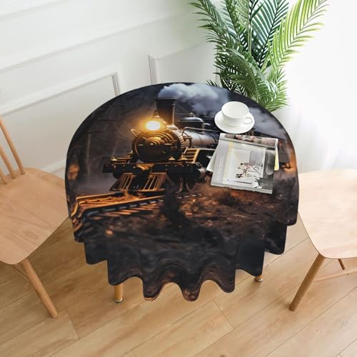 WHJWZY Runde Tischdecke mit Galopping-Zugmuster, 152,4 cm, kann gewaschen werden, für runden Esstisch von WHJWZY