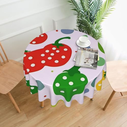 WHJWZY Runde Tischdecke mit Kreisen auf Gemüse-Muster, 152,4 cm, kann gewaschen werden für einen runden Esstisch von WHJWZY