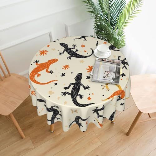 WHJWZY Runde Tischdecke mit Reptilienmalerei, 152,4 cm, kann gewaschen werden, für runden Esstisch von WHJWZY