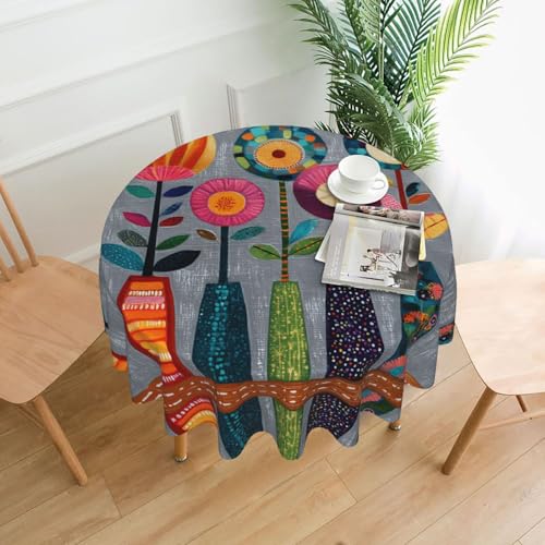 WHJWZY Runde Tischdecke mit Retro-Blumenmuster, 152,4 cm, kann gewaschen werden, für runden Esstisch von WHJWZY