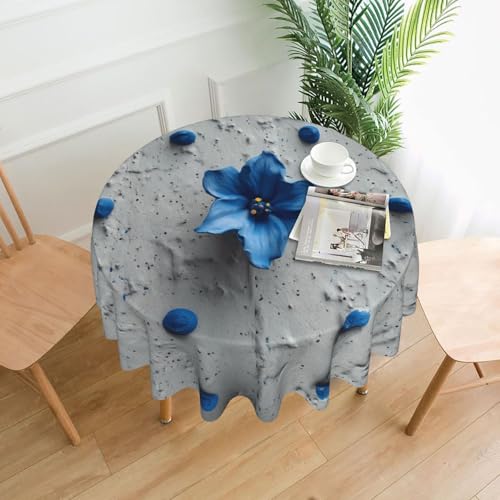 WHJWZY Runde Tischdecke mit blauen Blumen, Motiv: Klettern an der Wand, 152,4 cm, kann gewaschen werden, für runden Esstisch von WHJWZY