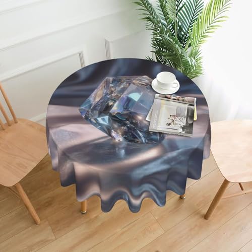 WHJWZY Runde Tischdecke mit brillantem Kristallmuster, 152,4 cm, kann gewaschen werden für runden Esstisch von WHJWZY