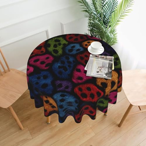 WHJWZY Runde Tischdecke mit buntem Leopardenmuster, 152,4 cm, kann gewaschen werden, für runden Esstisch von WHJWZY