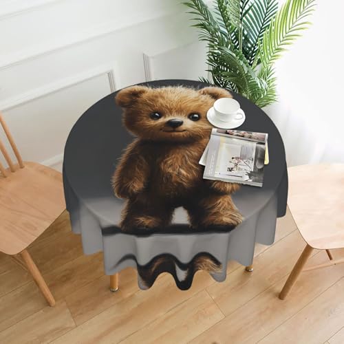 WHJWZY Runde Tischdecke mit flauschigem Bärenmuster, 152,4 cm, kann gewaschen werden, für runden Esstisch von WHJWZY