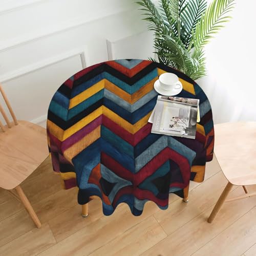 WHJWZY Runde Tischdecke mit gezacktem Muster, 152,4 cm, kann gewaschen werden, für runden Esstisch von WHJWZY