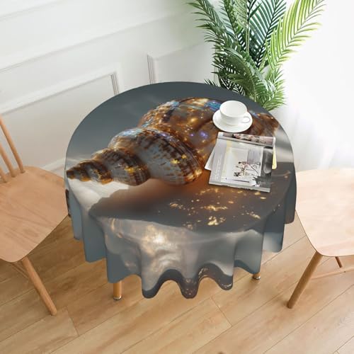 WHJWZY Runde Tischdecke mit glänzendem Muschelmuster, 152,4 cm, kann gewaschen werden, für runden Esstisch von WHJWZY