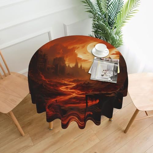 WHJWZY Runde Tischdecke mit heißem Sonnenmuster, 152,4 cm, kann gewaschen werden, für runden Esstisch von WHJWZY