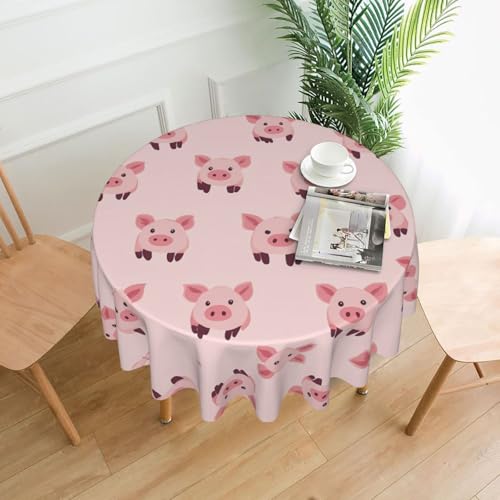 WHJWZY Simple Strokes of Pig Head Pattern Round Table Cloth Tablecloth 152.4 cm can be Washed for Round Dining Table von WHJWZY