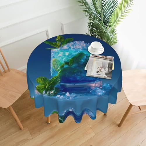 WHJWZY Tischdecke, rund, 152,4 cm, waschbar, für runden Esstisch, Minzgrün von WHJWZY