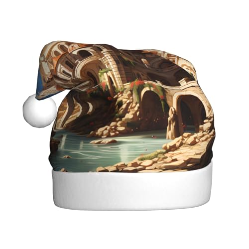 WHJWZY Weihnachtsmütze für Erwachsene, festliches Accessoire, Halloween, jährliche Zeremonien, Feiertagsfeiern, Anime-Schloss, Himmel bedruckt von WHJWZY