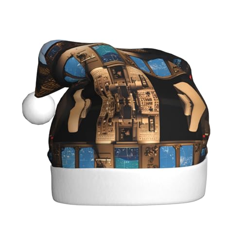 WHJWZY Weihnachtsmütze für Erwachsene – festliches Accessoire, Halloween, jährliche Zeremonien, Feiertagsfeiern, Flugzeug-Cockpit-Drucke von WHJWZY