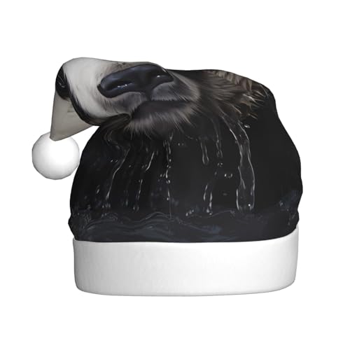 WHJWZY Weihnachtsmütze für Erwachsene – festliches Accessoire, Halloween, jährliche Zeremonien, Feiertagsfeiern, Panda-im Wasser-Druck von WHJWZY