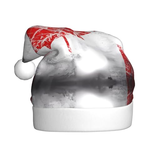 WHJWZY Weihnachtsmütze für Erwachsene – festliches Accessoire, Halloween, jährliche Zeremonien, Feiertagsfeiern, Retro-Kanada-Flaggenmuster von WHJWZY