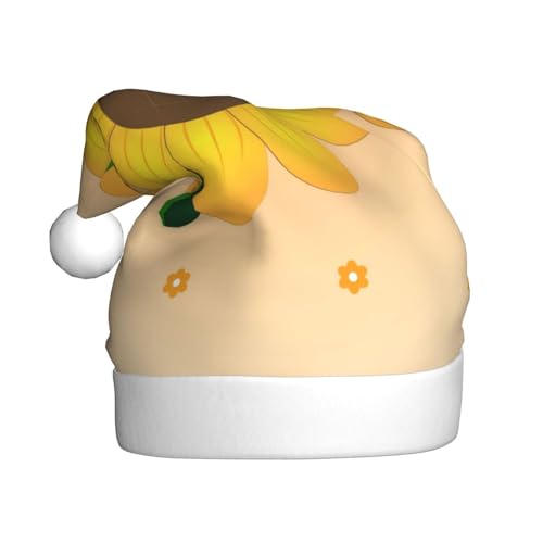WHJWZY Weihnachtsmütze für Erwachsene – festliches Accessoire, Halloween, jährliche Zeremonien, Feiertagsfeiern, goldene Sonnenblumen-Drucke von WHJWZY