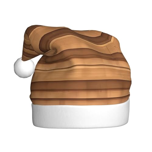 WHJWZY Weihnachtsmütze für Erwachsene – festliches Accessoire, Halloween, jährliche Zeremonien, Feiertagsfeiern, originelle Holzfarbtextur-Drucke von WHJWZY