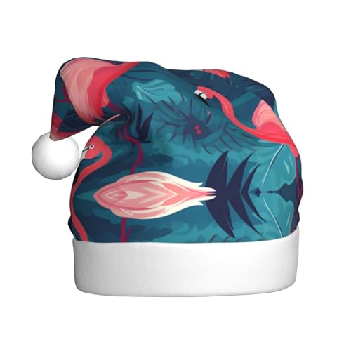 WHJWZY Weihnachtsmütze für Erwachsene – festliches Accessoire, Halloween, jährliche Zeremonien, Feiertagsfeiern, rosa Flamingo-Drucke von WHJWZY