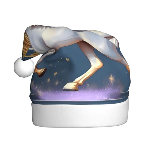WHJWZY Weihnachtsmütze für Erwachsene – festliches Accessoire | Halloween, jährliche Zeremonien, Feiertagsfeiern, Goldenes Pegasus-Bild von WHJWZY