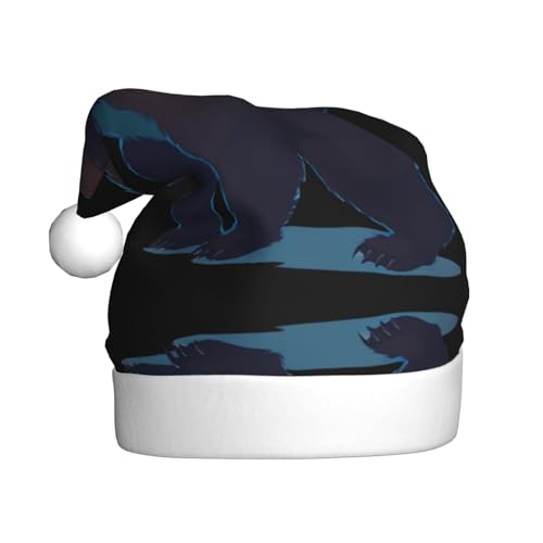 WHJWZY Weihnachtsmütze für Erwachsene – festliches Accessoire | Halloween, jährliche Zeremonien, Feiertagsfeiern, Negativraum-Bärenbild von WHJWZY