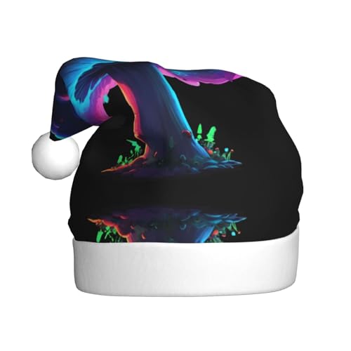 WHJWZY Weihnachtsmütze für Erwachsene – festliches Accessoire | Halloween, jährliche Zeremonien, Feiertagsfeiern, Neon-Pilz-Wolkenbild von WHJWZY