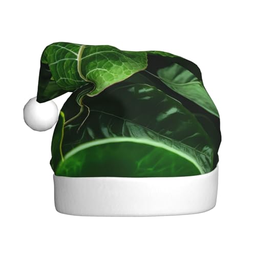 WHJWZY Weihnachtsmütze für Erwachsene – festliches Accessoire | Halloween, jährliche Zeremonien, Feiertagspartys, grünes Blattmuster von WHJWZY