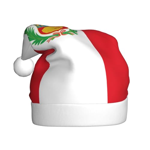 WHJWZY Weihnachtsmütze für Erwachsene – festliches Accessoire für Halloween, jährliche Zeremonien, Feiertagsfeiern, Flagge von Peru, bedruckt von WHJWZY