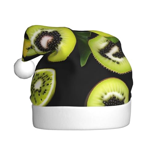 WHJWZY Weihnachtsmütze für Erwachsene – festliches Accessoire für Halloween, jährliche Zeremonien, Feiertagsfeiern, grüne Kiwis bedruckt von WHJWZY