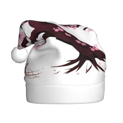 WHJYCC Cherry Blossoms Tree Klassische Weihnachtsmütze, perfekte Nikolausmütze für Erwachsene, Schneeflockenhut, ideal für Weihnachten, Halloween und Partygeschenke WHJYCC Cherry Blossoms Tree Klassische Weihnachtsmütze, perfekte Nikolausmütze für Erwachsene, Schneeflockenhut, ideal für Weihnachten, Halloween und Partygeschenke von WHJYCC