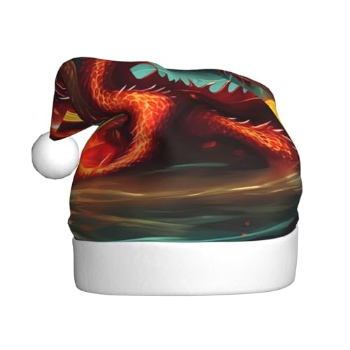 WHJYCC Dragon King in Fire Klassische Weihnachtsmütze, perfekte Nikolausmütze für Erwachsene, Schneeflockenhut, ideal für Weihnachten, Halloween, und Partygeschenke WHJYCC Dragon King in Fire Klassische Weihnachtsmütze, perfekte Nikolausmütze für Erwachsene, Schneeflockenhut, ideal für Weihnachten, Halloween, und Partygeschenke von WHJYCC