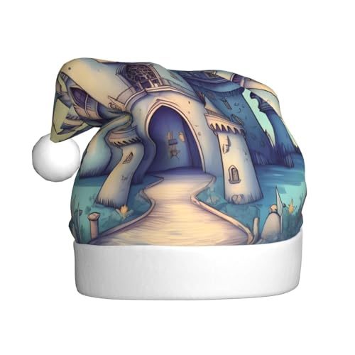 WHJYCC Fairytale Castle Klassische Weihnachtsmütze, perfekte Nikolausmütze für Erwachsene, Schneeflockenhut, ideal für Weihnachten, Halloween und Partygeschenke WHJYCC Fairytale Castle Klassische Weihnachtsmütze, perfekte Nikolausmütze für Erwachsene, Schneeflockenhut, ideal für Weihnachten, Halloween und Partygeschenke von WHJYCC