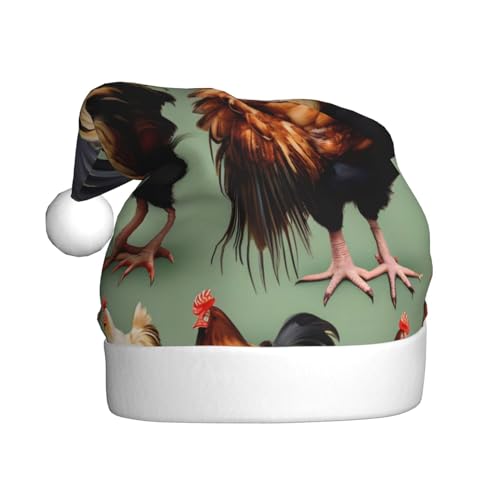 WHJYCC Hahn und Huhn Klassische Weihnachtsmütze, perfekte Nikolausmütze für Erwachsene, Schneeflockenhut, ideal für Weihnachten, Halloween und Partygeschenke WHJYCC Hahn und Huhn Klassische Weihnachtsmütze, perfekte Nikolausmütze für Erwachsene, Schneeflockenhut, ideal für Weihnachten, Halloween und Partygeschenke von WHJYCC