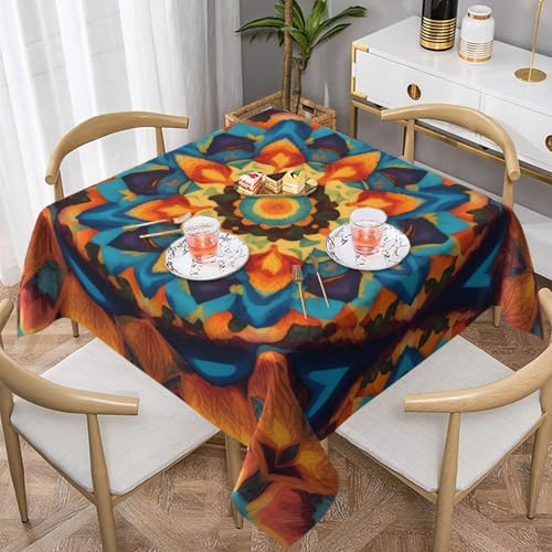 WHJYYXDE Quadratische, wasserdichte Tischdecke, 137,2 x 137,2 cm, weich, wiederverwendbar, zum Dekorieren von Couchtischen, Esstischen, Kaleidoskop-Mandala-Muster von WHJYYXDE