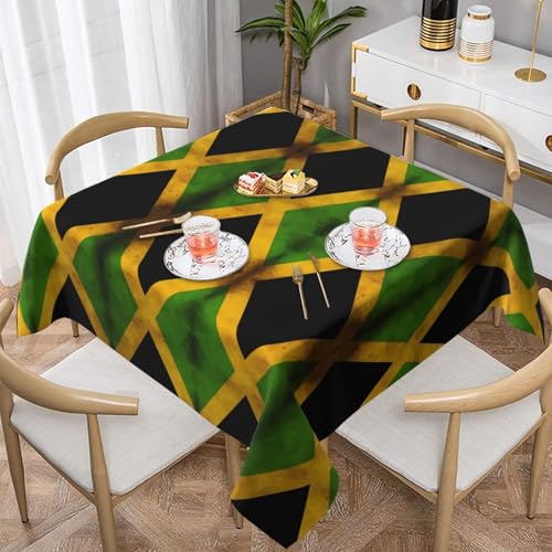 WHJYYXDE Quadratische, wasserdichte Tischdecke, 137,2 x 137,2 cm, weich, wiederverwendbar, zum Dekorieren von Couchtischen, Esstischen, alten jamaikanischen Flaggenmustern von WHJYYXDE