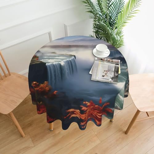 WHJYYXDE Runde dekorative Tischdecken, 152,4 cm, kann gewaschen und wiederverwendet werden, für runde Tische, Esstische, Couchtische, Niagarafälle von WHJYYXDE