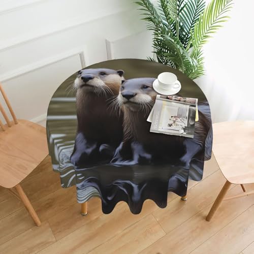 WHJYYXDE Runde dekorative Tischdecken – 152,4 cm, kann gewaschen und wiederverwendet werden, für runde Tische, Esstische, Couchtische, Ottermuster von WHJYYXDE