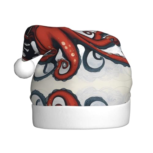 WHJYYXDE Weihnachtsmütze für Erwachsene - Hochwertiger Stoff mit weichem Stoff für Feiertage, Cartoon, Segeln, Pirat, Oktopus-Muster WHJYYXDE Weihnachtsmütze für Erwachsene - Hochwertiger Stoff mit weichem Stoff für Feiertage, Cartoon, Segeln, Pirat, Oktopus-Muster von WHJYYXDE