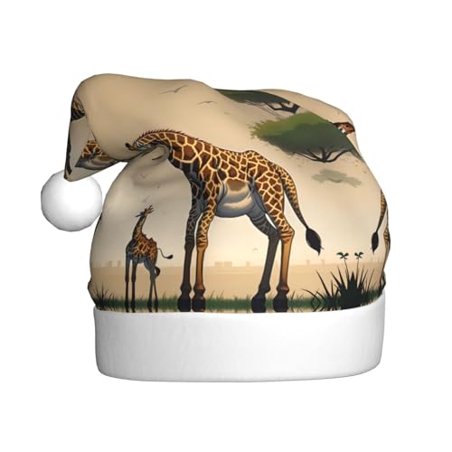 WHJYYXDE Weihnachtsmütze für Erwachsene – hochwertiger Stoff mit weichem Stoff für Feiertage, Mutter- und Kind-Giraffen-Druck WHJYYXDE Weihnachtsmütze für Erwachsene – hochwertiger Stoff mit weichem Stoff für Feiertage, Mutter- und Kind-Giraffen-Druck von WHJYYXDE
