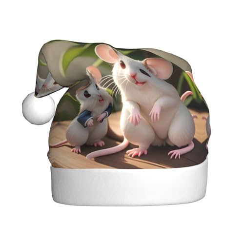 WHJYYXDE Weihnachtsmütze für Erwachsene – hochwertiger Stoff mit weichem Stoff für Feiertage, Mutter- und Kind-Ratten-Druck WHJYYXDE Weihnachtsmütze für Erwachsene – hochwertiger Stoff mit weichem Stoff für Feiertage, Mutter- und Kind-Ratten-Druck von WHJYYXDE