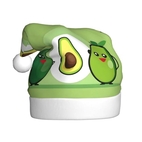 WHJYYXDE Weihnachtsmütze für Erwachsene – hochwertiger Stoff mit weichem Stoff für Feiertage, Partys, Avocado-Paar-Druck von WHJYYXDE