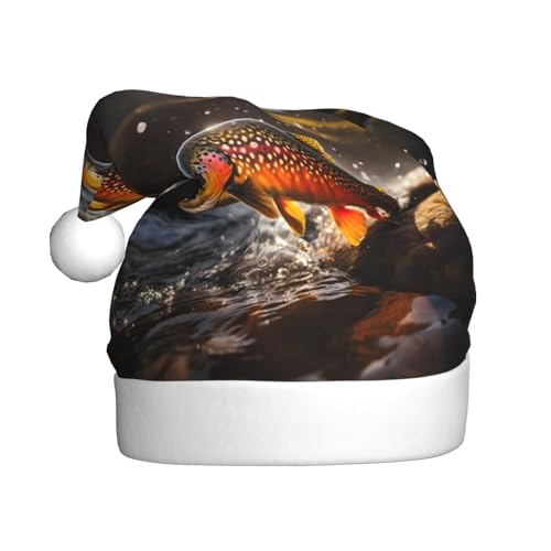 WHJYYXDE Weihnachtsmütze für Erwachsene – hochwertiger Stoff mit weichem Stoff für Feiertage, Partys, Bachforelle, Fliegenfischen von WHJYYXDE