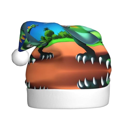 WHJYYXDE Weihnachtsmütze für Erwachsene – hochwertiger Stoff mit weichem Stoff für Feiertage, Partys, Cartoon-Dinosaurier-Muster WHJYYXDE Weihnachtsmütze für Erwachsene – hochwertiger Stoff mit weichem Stoff für Feiertage, Partys, Cartoon-Dinosaurier-Muster von WHJYYXDE