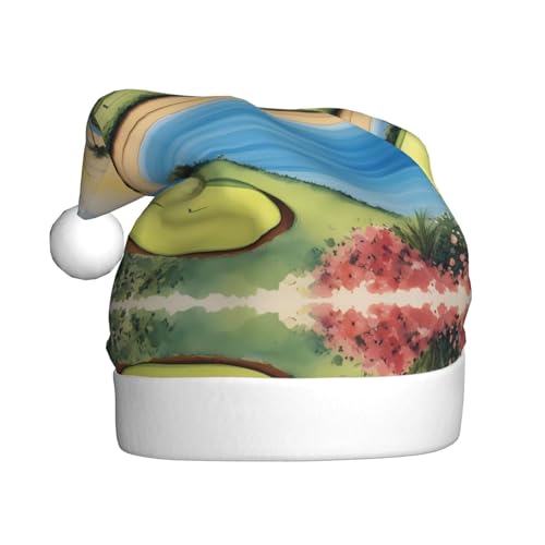 WHJYYXDE Weihnachtsmütze für Erwachsene – hochwertiger Stoff mit weichem Stoff für Feiertage, Partys, Hawaii, Strand, Golfplatz-Muster von WHJYYXDE