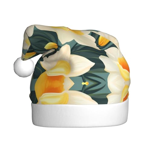 WHJYYXDE Weihnachtsmütze für Erwachsene – hochwertiger Stoff mit weichem Stoff für Feiertage, Partys, Narzissen-Blumenmuster WHJYYXDE Weihnachtsmütze für Erwachsene – hochwertiger Stoff mit weichem Stoff für Feiertage, Partys, Narzissen-Blumenmuster von WHJYYXDE